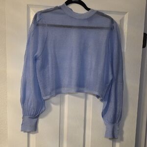 Zara Sheer Sky Blue Crop Top